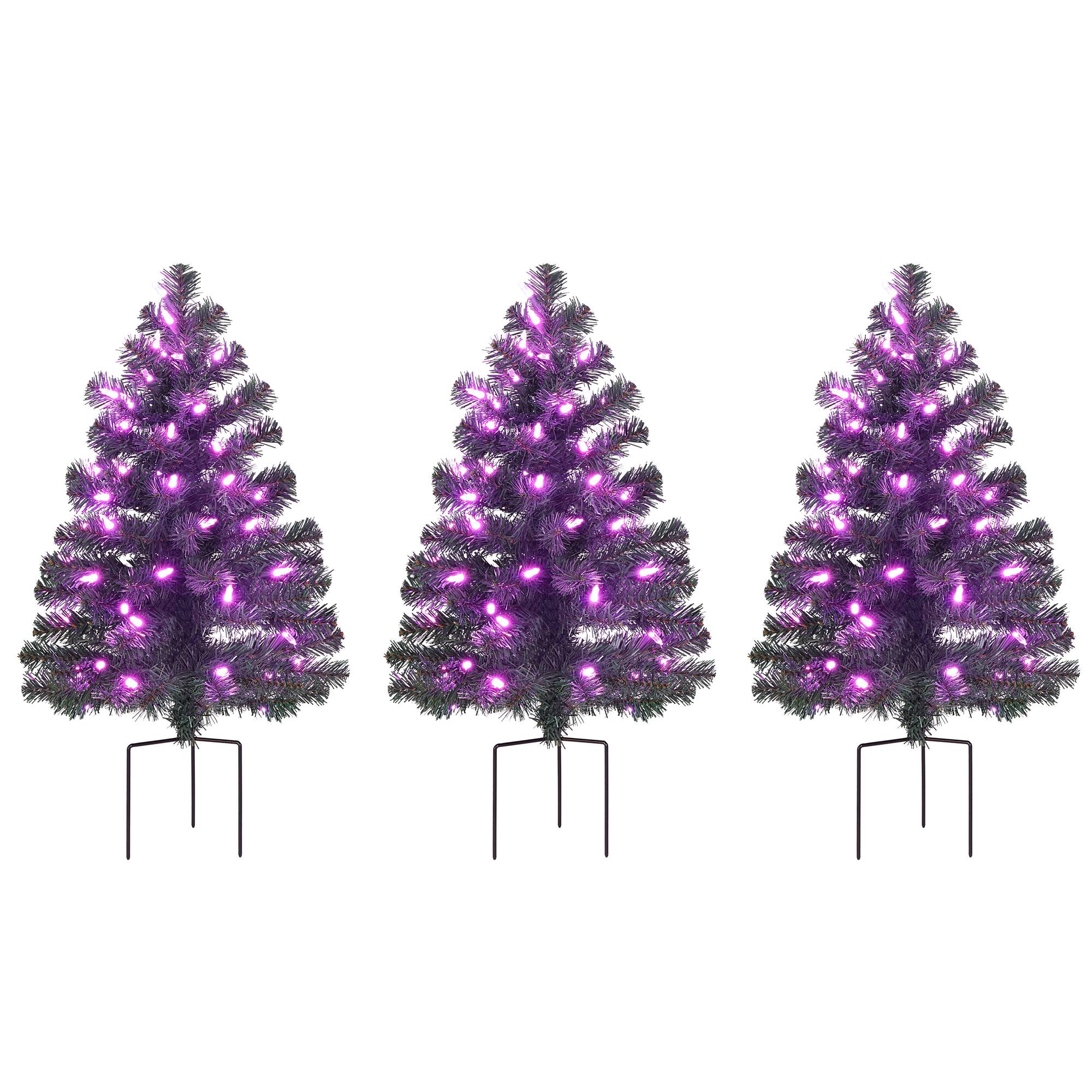 3ct. Pre-Lit Alexa Enabled Pathway Artificial Christmas Tree Set